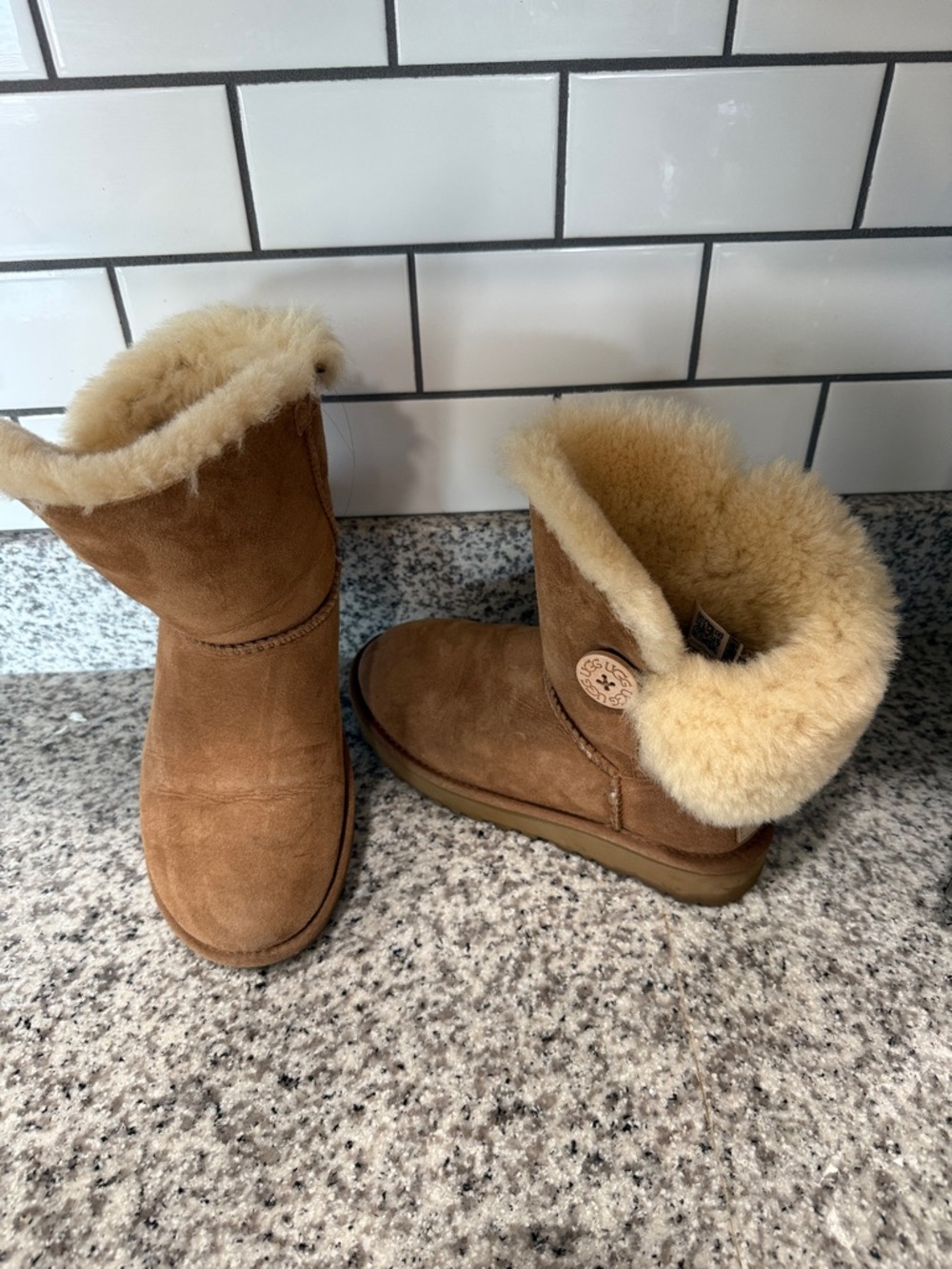 UGG Chestnut Suede Shearling Cuff Women's Winter Boots